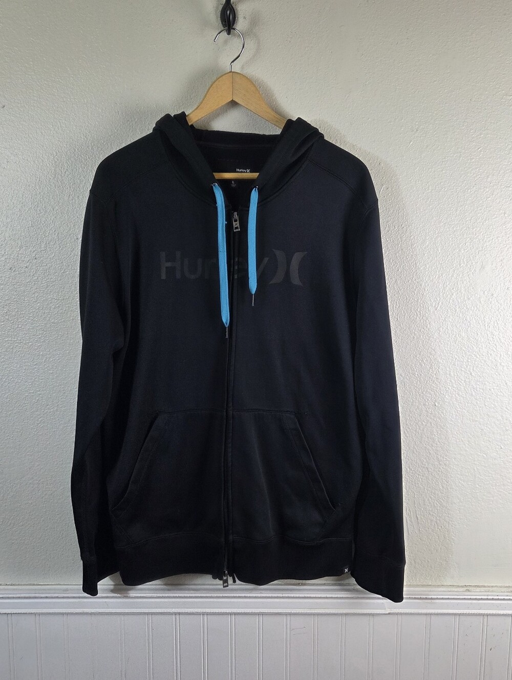 Hurley Therma-FIT Hoodie Jacket Mens L Black Full Zip Fleece Dri Fit Sweatshirt